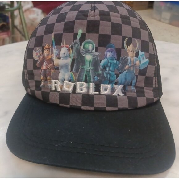 Roblox Snap-Back Cap Youth Size Black & Gray Checker Board with Characters - Picture 3 of 3